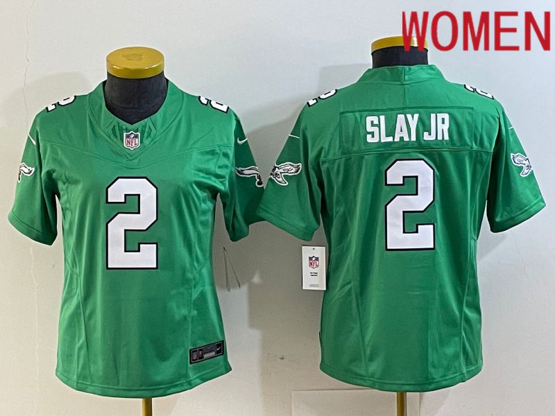 Women Philadelphia Eagles 2 Slay jr Green 2023 Nike Vapor Limited NFL Jersey style 1